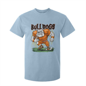 Funny Bulldog Playing Football T Shirt For Kid Game Day Dog Lover TS12 Light Blue Print Your Wear
