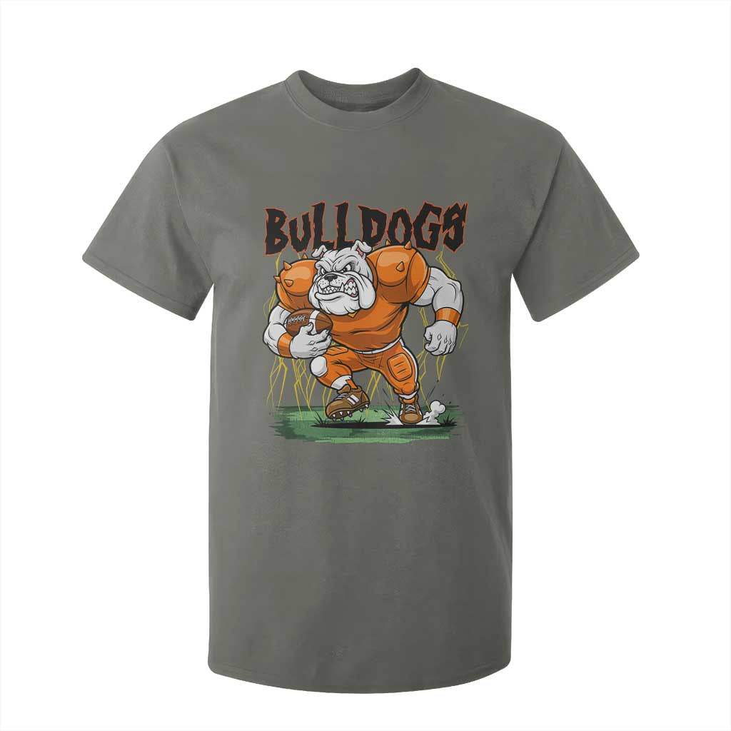 Funny Bulldog Playing Football T Shirt For Kid Game Day Dog Lover TS12 Military Green Print Your Wear