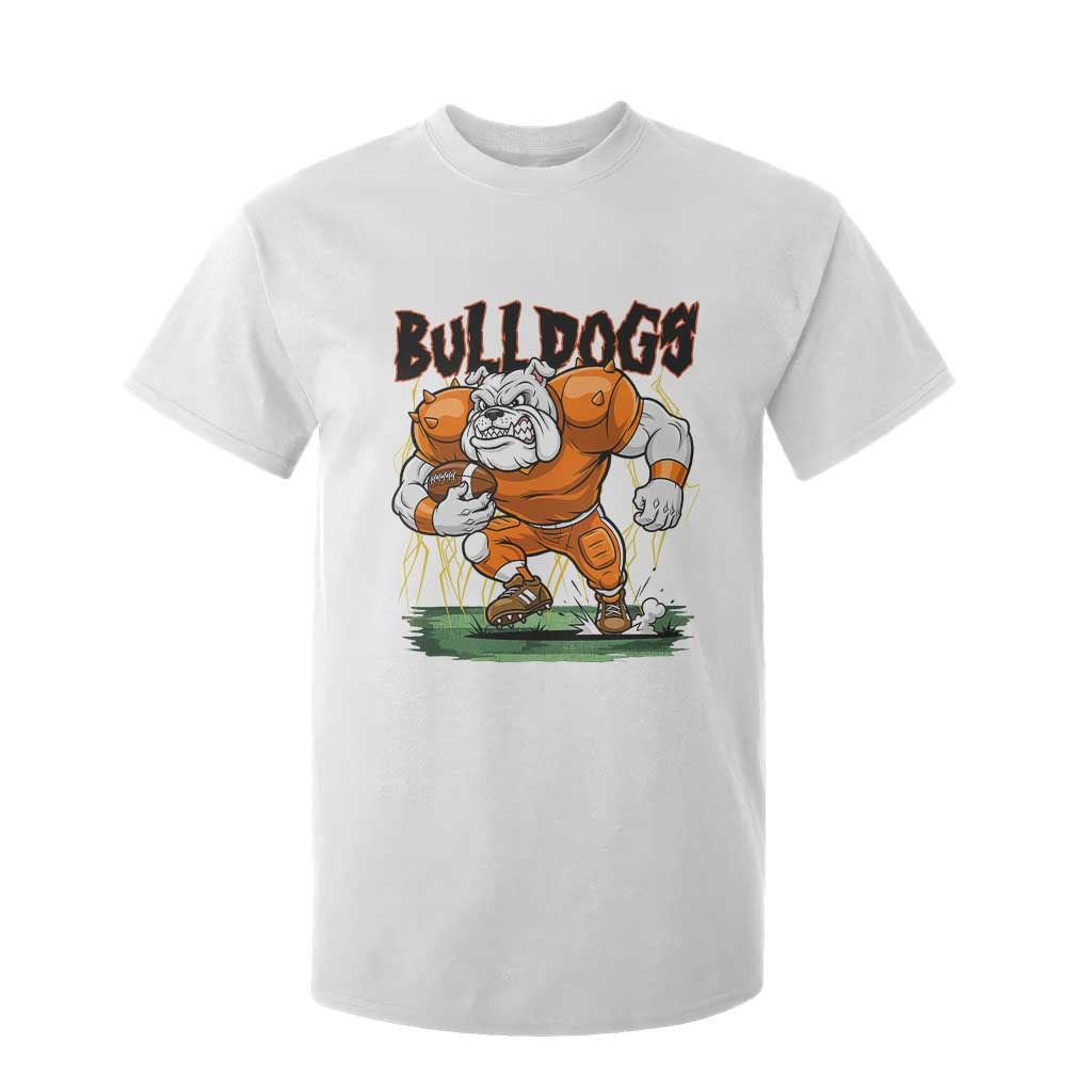 Funny Bulldog Playing Football T Shirt For Kid Game Day Dog Lover TS12 White Print Your Wear