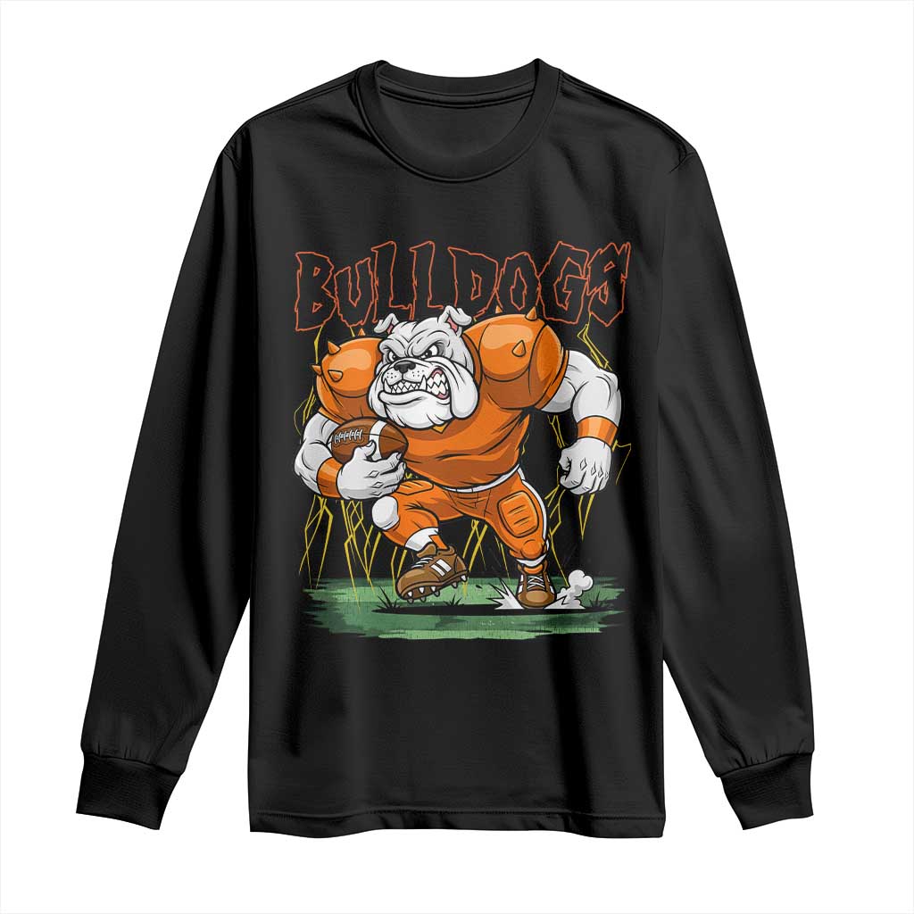 Funny Bulldog Playing Football Long Sleeve Shirt Game Day Dog Lover TS12 Black Print Your Wear