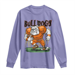 Funny Bulldog Playing Football Long Sleeve Shirt Game Day Dog Lover TS12 Violet Print Your Wear