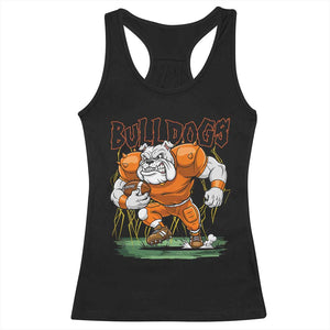 Funny Bulldog Playing Football Racerback Tank Top Game Day Dog Lover TS12 Black Print Your Wear