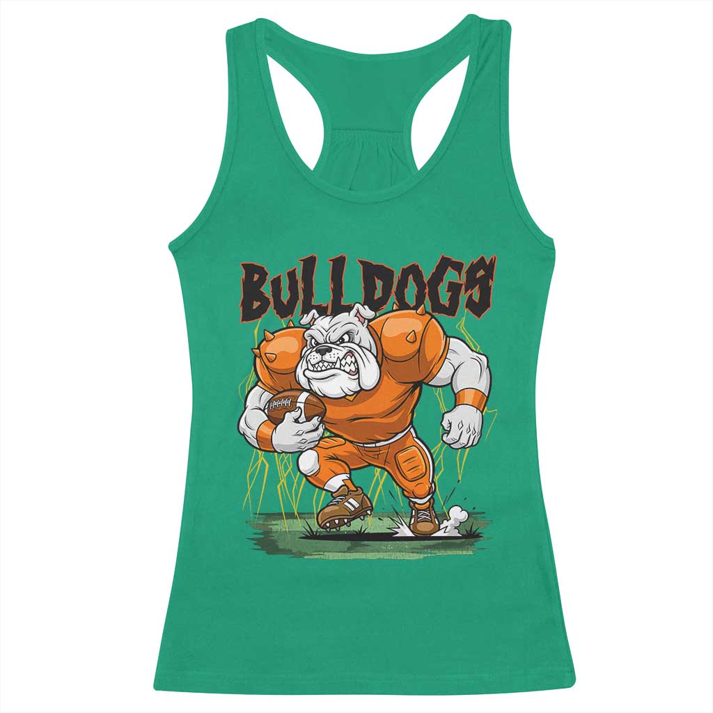 Funny Bulldog Playing Football Racerback Tank Top Game Day Dog Lover TS12 Irish Green Print Your Wear