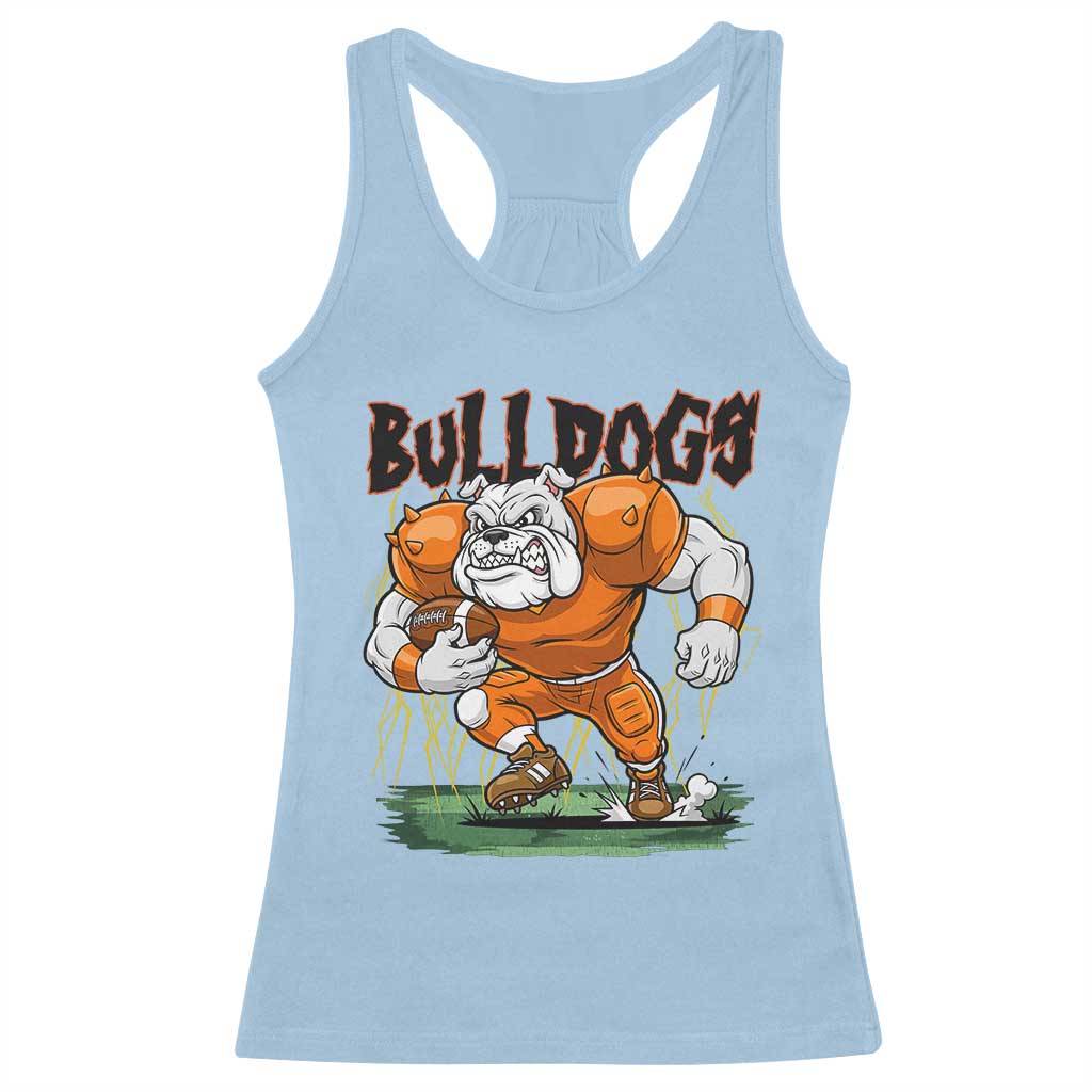 Funny Bulldog Playing Football Racerback Tank Top Game Day Dog Lover TS12 Light Blue Print Your Wear