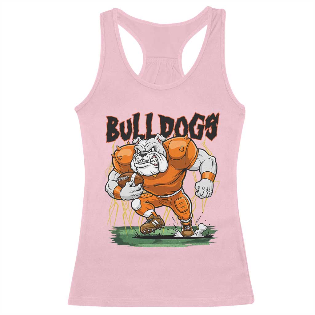 Funny Bulldog Playing Football Racerback Tank Top Game Day Dog Lover TS12 Light Pink Print Your Wear