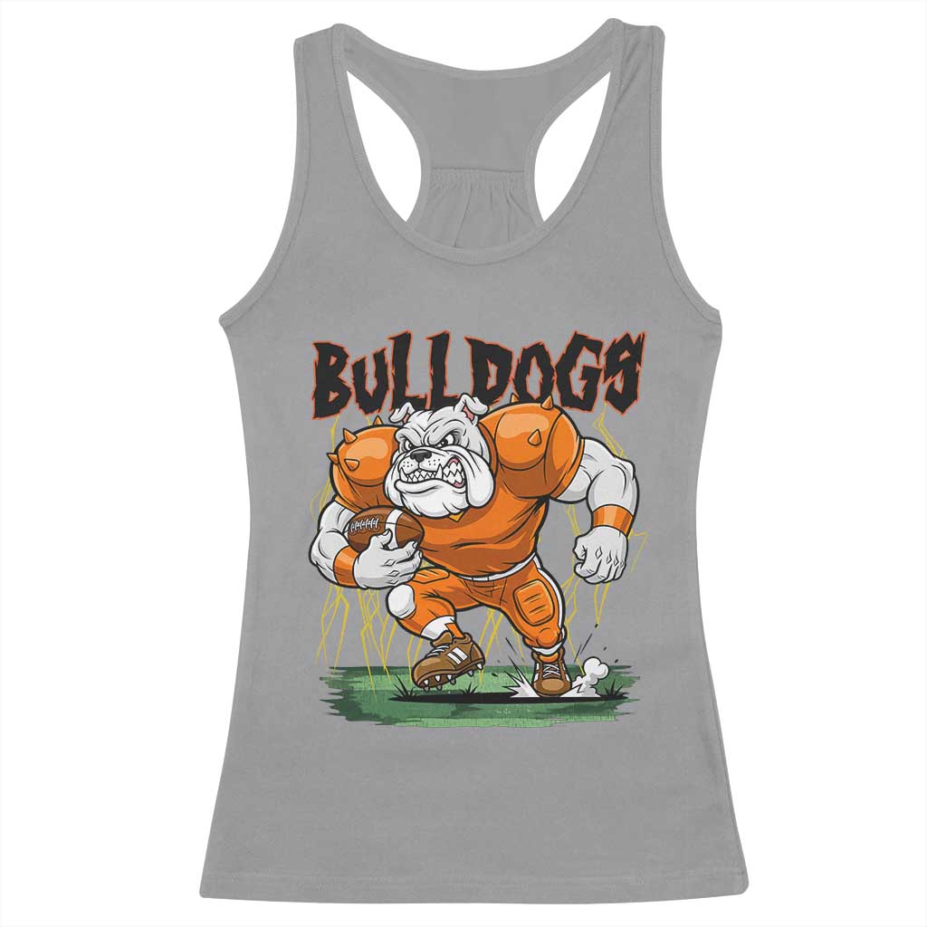 Funny Bulldog Playing Football Racerback Tank Top Game Day Dog Lover TS12 Sport Gray Print Your Wear