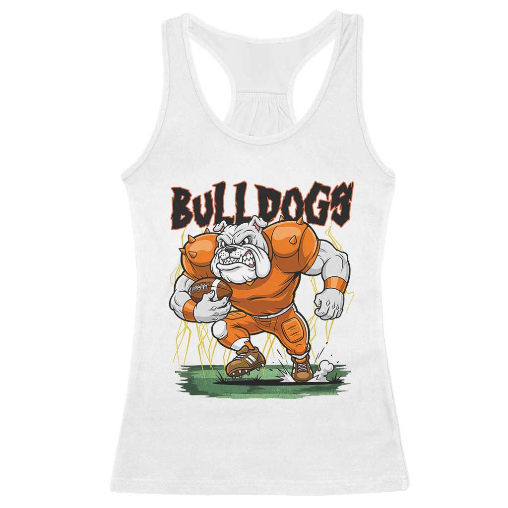 Funny Bulldog Playing Football Racerback Tank Top Game Day Dog Lover TS12 White Print Your Wear