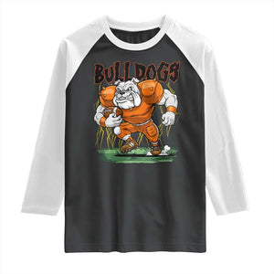 Funny Bulldog Playing Football Raglan Shirt Game Day Dog Lover TS12 Black White Print Your Wear