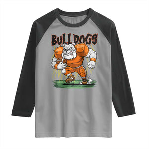 Funny Bulldog Playing Football Raglan Shirt Game Day Dog Lover TS12 Sport Gray Black Print Your Wear