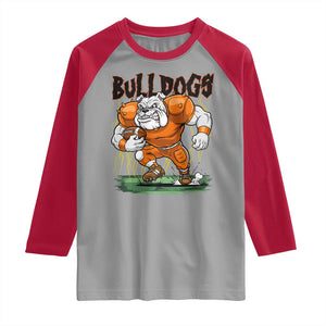 Funny Bulldog Playing Football Raglan Shirt Game Day Dog Lover TS12 Sport Gray Red Print Your Wear