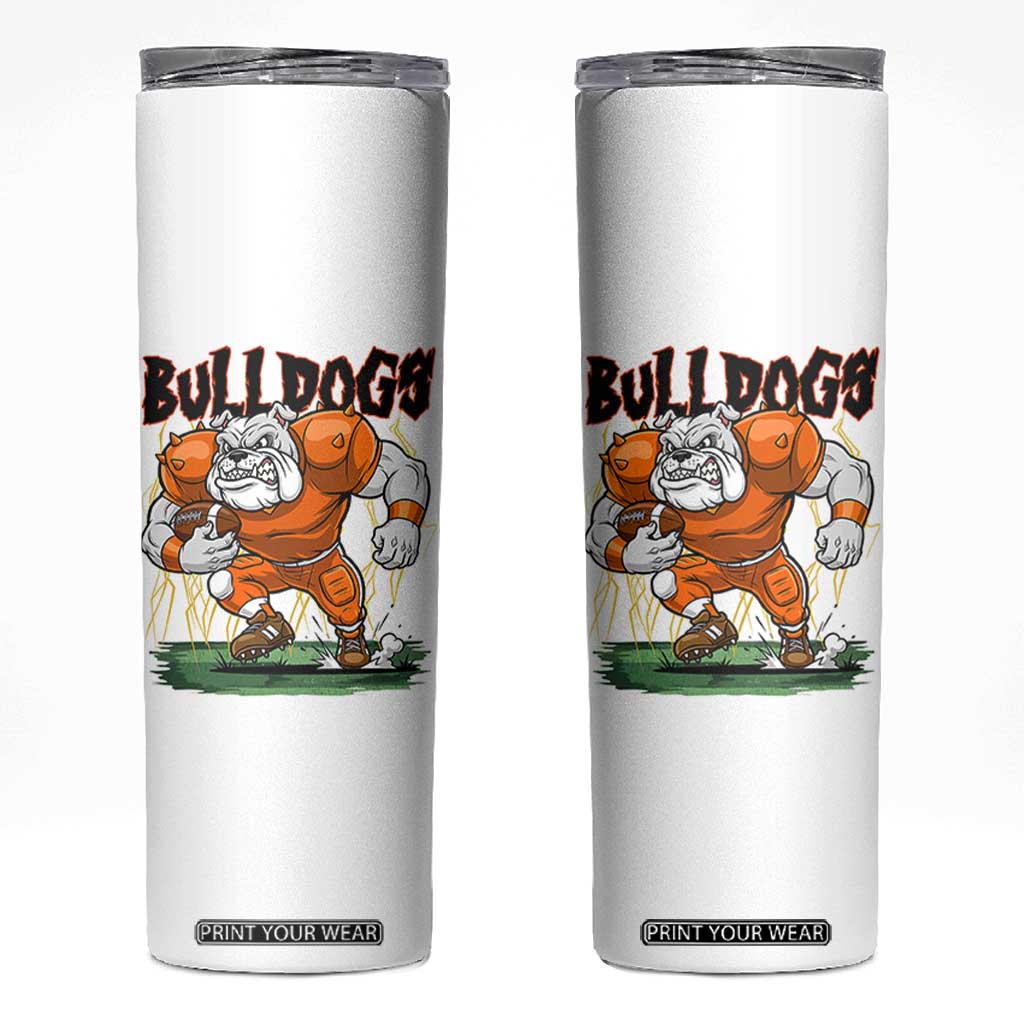 Funny Bulldog Playing Football Skinny Tumbler Game Day Dog Lover TS12 White Print Your Wear
