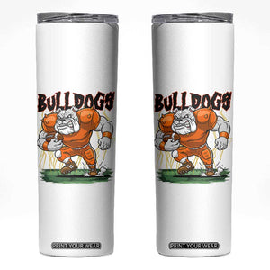Funny Bulldog Playing Football Skinny Tumbler Game Day Dog Lover TS12 White Print Your Wear