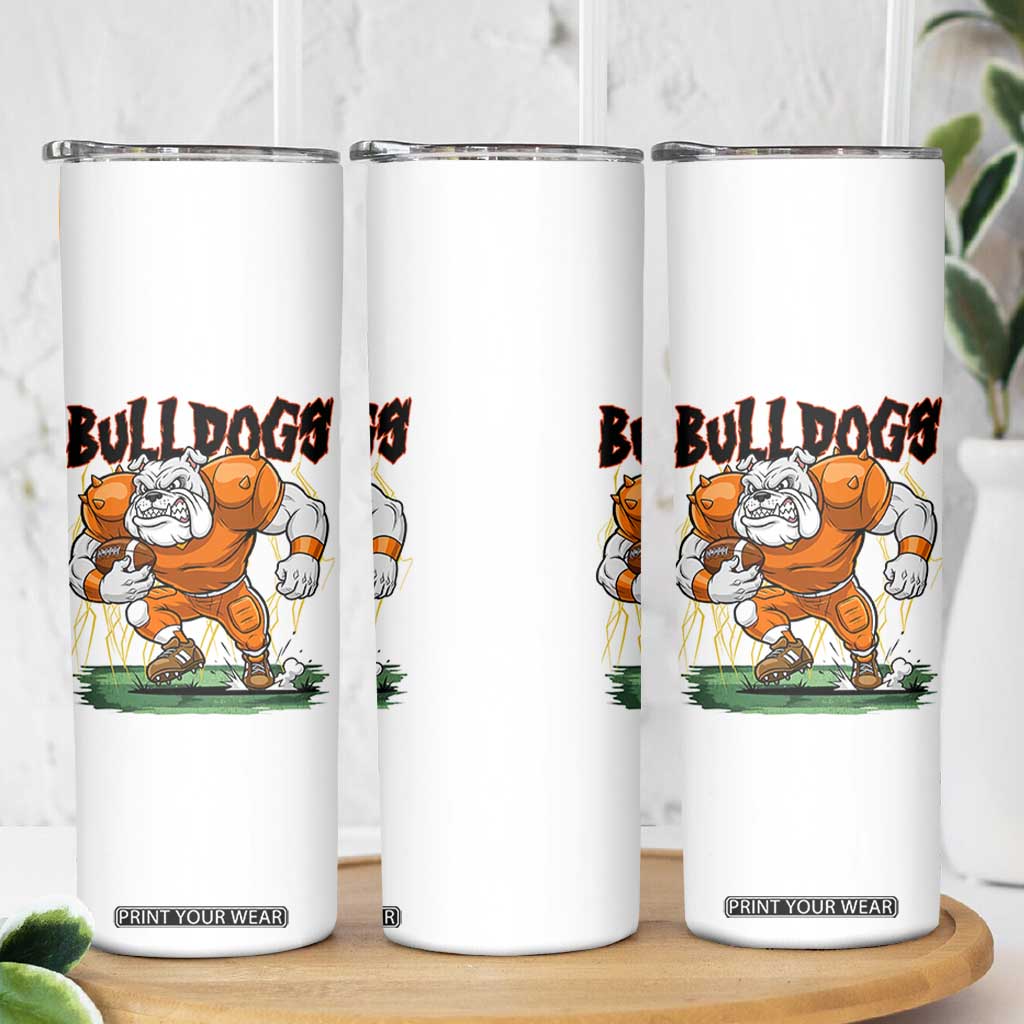 Funny Bulldog Playing Football Skinny Tumbler Game Day Dog Lover TS12 Print Your Wear