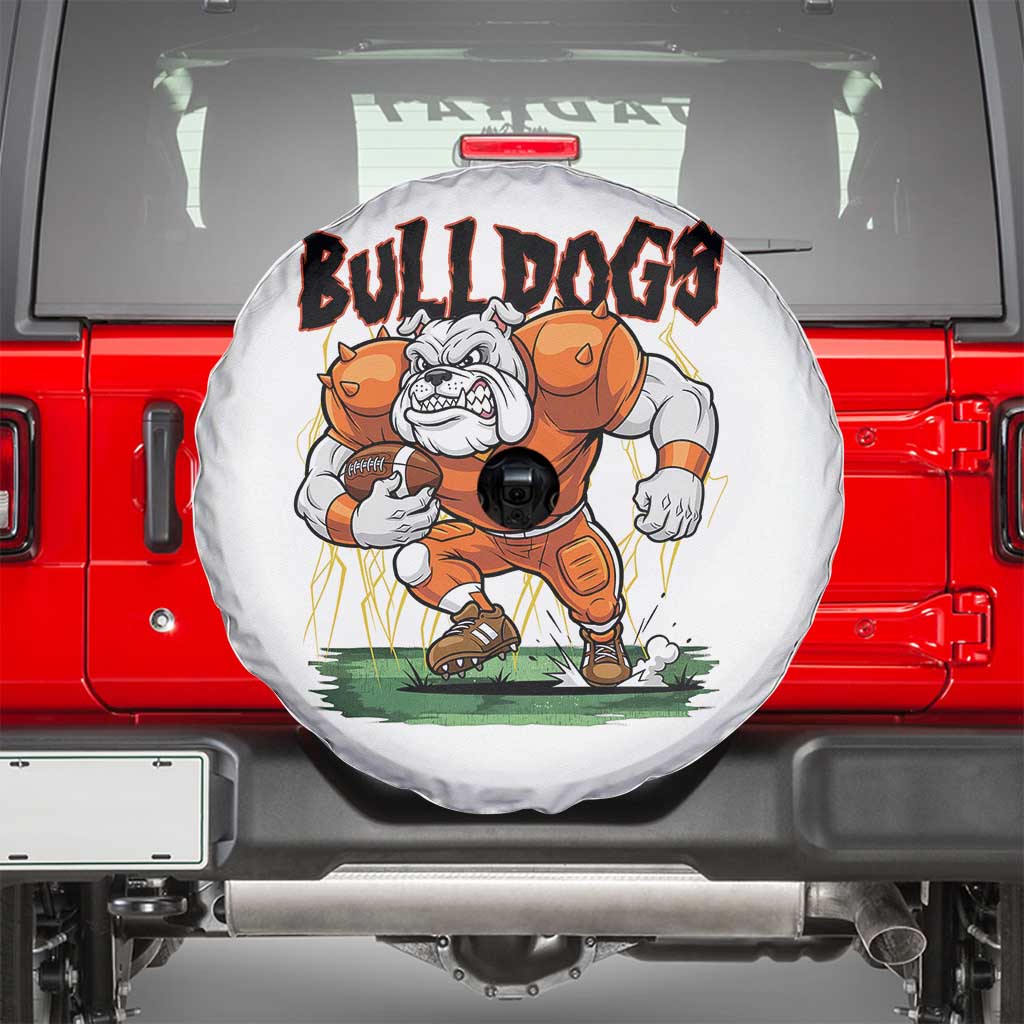 Funny Bulldog Playing Football Spare Tire Cover Game Day Dog Lover TS12 Black Print Your Wear