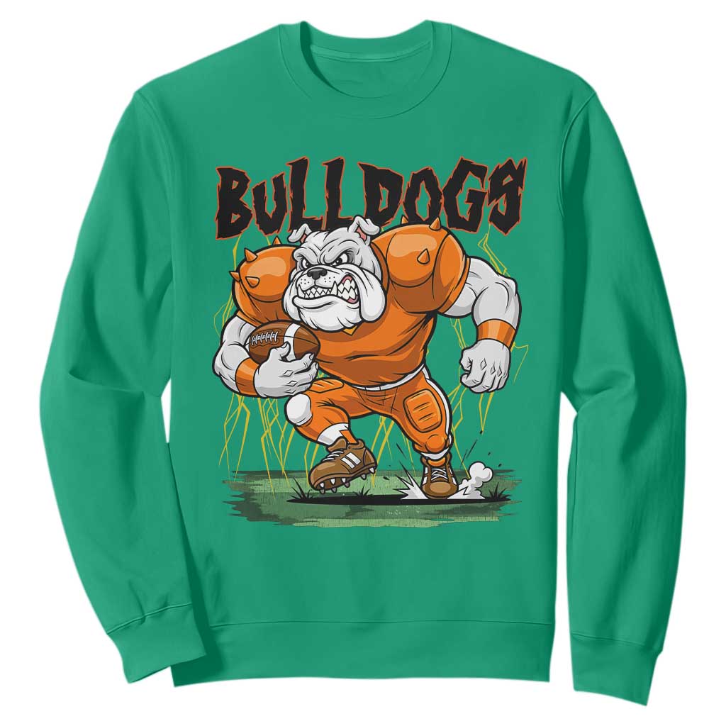 Funny Bulldog Playing Football Sweatshirt Game Day Dog Lover TS12 Irish Green Print Your Wear