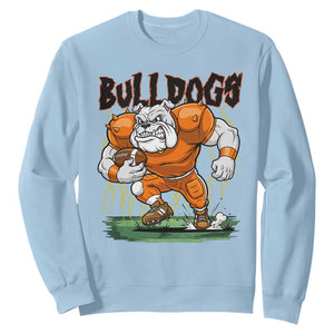 Funny Bulldog Playing Football Sweatshirt Game Day Dog Lover TS12 Light Blue Print Your Wear