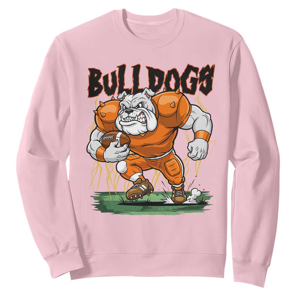 Funny Bulldog Playing Football Sweatshirt Game Day Dog Lover TS12 Light Pink Print Your Wear