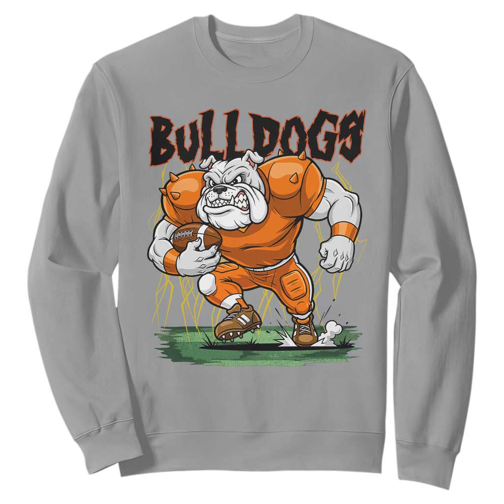 Funny Bulldog Playing Football Sweatshirt Game Day Dog Lover TS12 Sport Gray Print Your Wear