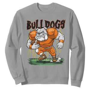 Funny Bulldog Playing Football Sweatshirt Game Day Dog Lover TS12 Sport Gray Print Your Wear