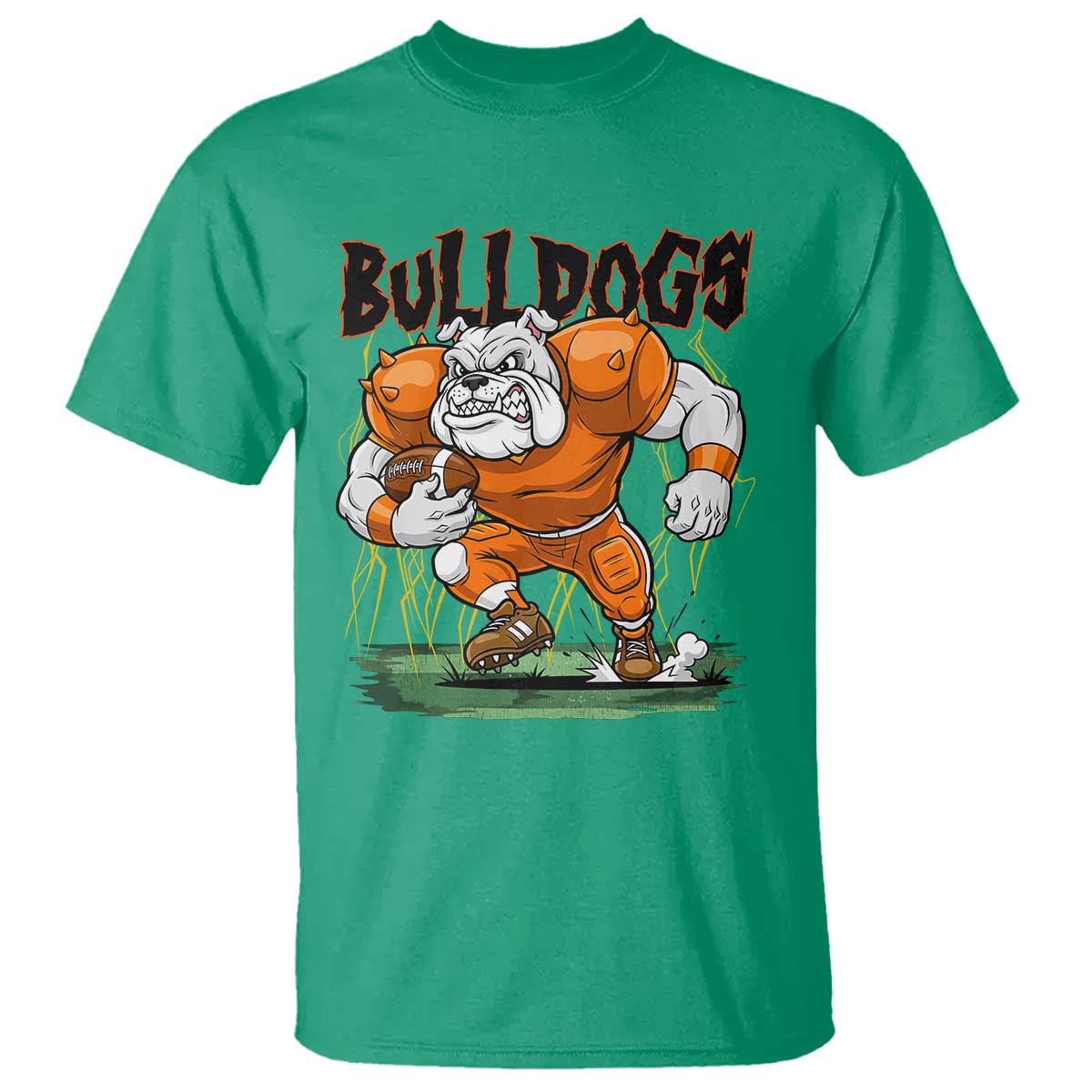 Funny Bulldog Playing Football T Shirt Game Day Dog Lover TS12 Irish Green Print Your Wear
