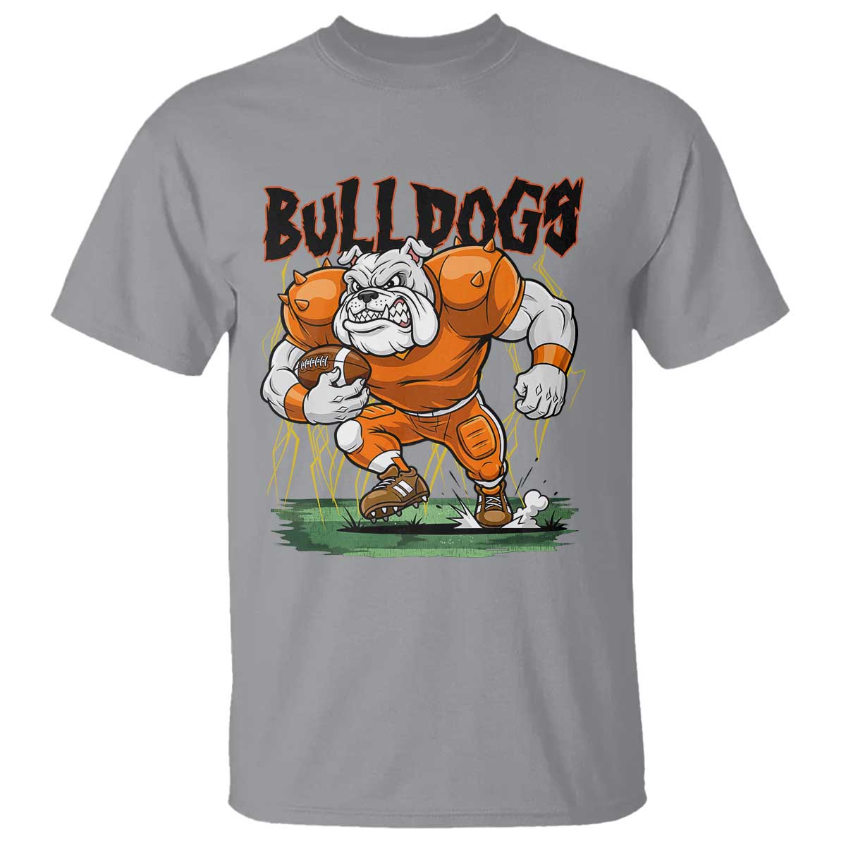 Funny Bulldog Playing Football T Shirt Game Day Dog Lover TS12 Sport Gray Print Your Wear