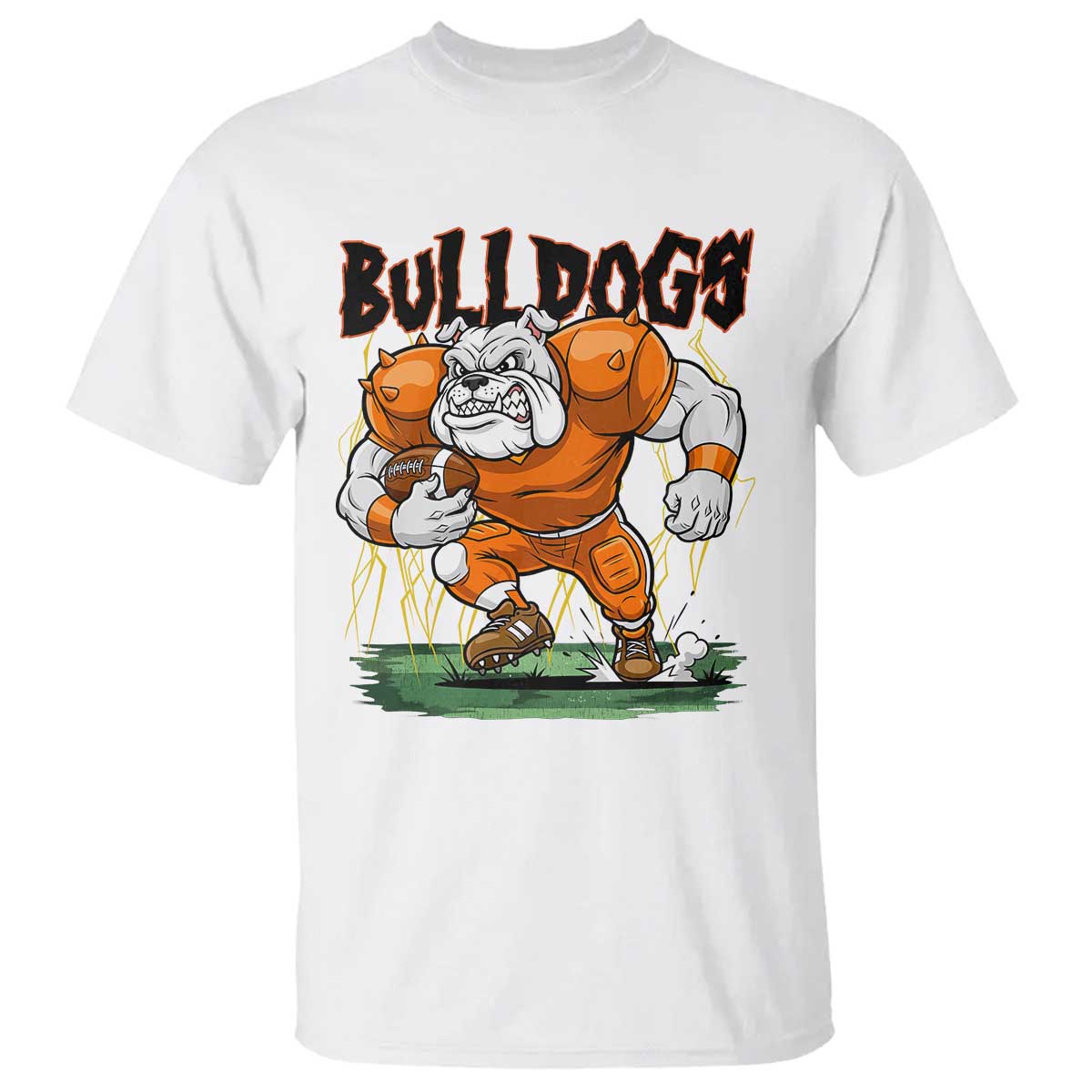 Funny Bulldog Playing Football T Shirt Game Day Dog Lover TS12 White Print Your Wear