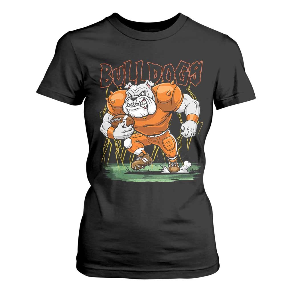 Funny Bulldog Playing Football T Shirt For Women Game Day Dog Lover TS12 Black Print Your Wear