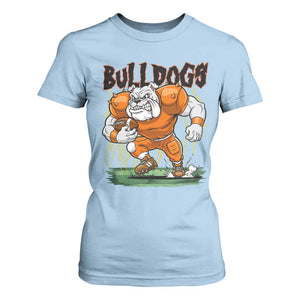 Funny Bulldog Playing Football T Shirt For Women Game Day Dog Lover TS12 Light Blue Print Your Wear