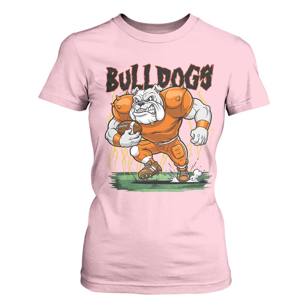 Funny Bulldog Playing Football T Shirt For Women Game Day Dog Lover TS12 Light Pink Print Your Wear