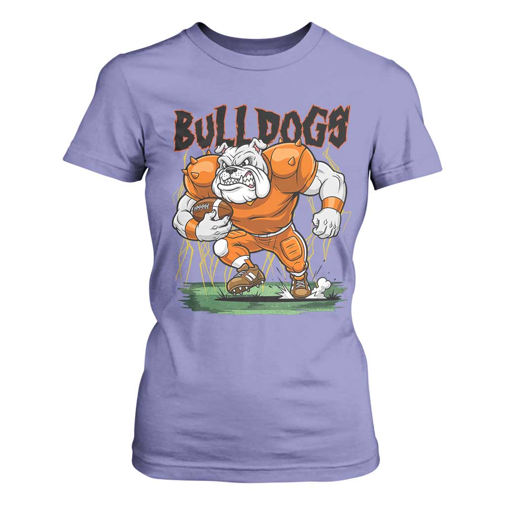 Funny Bulldog Playing Football T Shirt For Women Game Day Dog Lover TS12 Violet Print Your Wear
