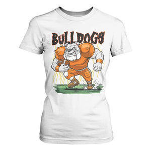 Funny Bulldog Playing Football T Shirt For Women Game Day Dog Lover TS12 White Print Your Wear