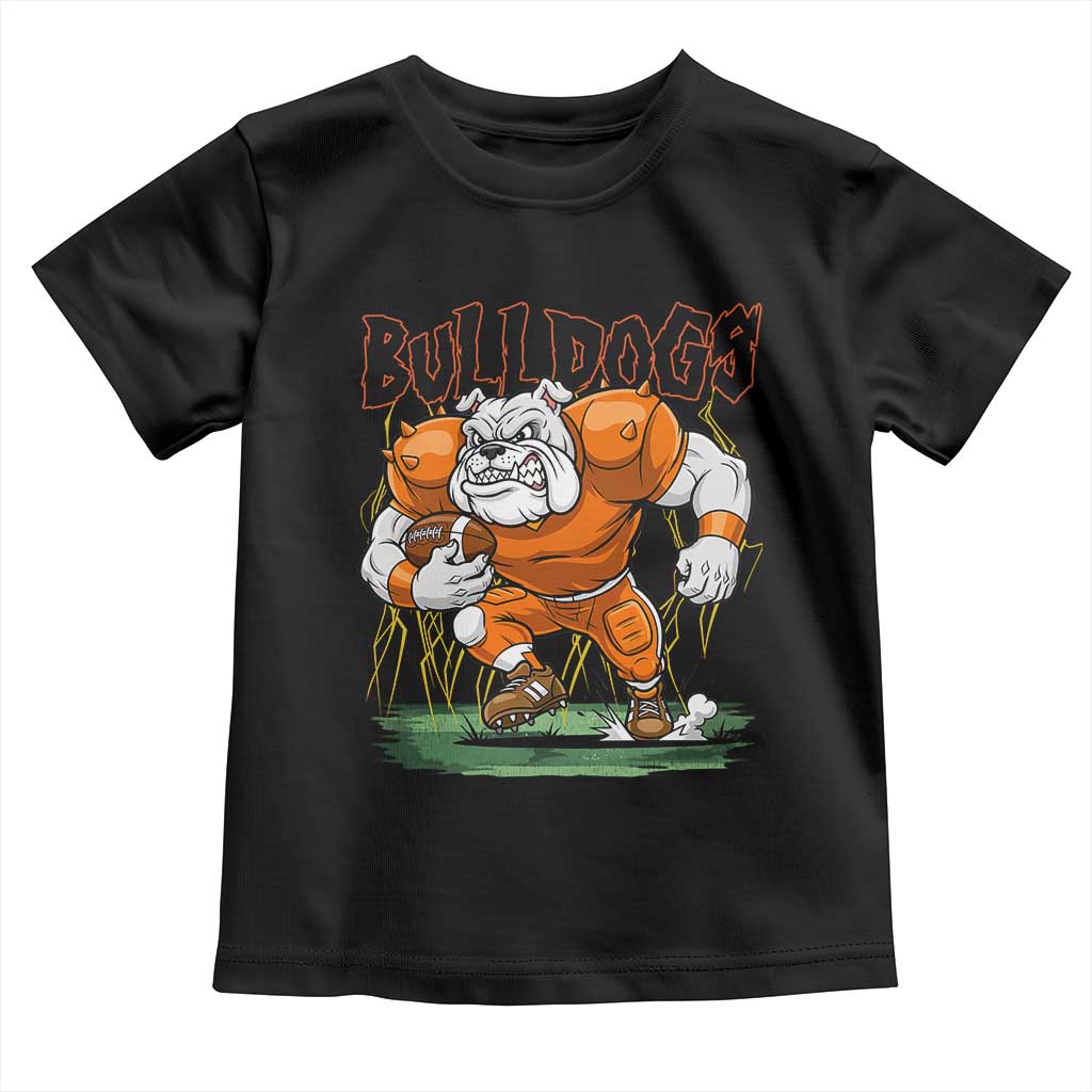 Funny Bulldog Playing Football Toddler T Shirt Game Day Dog Lover TS12 Black Print Your Wear