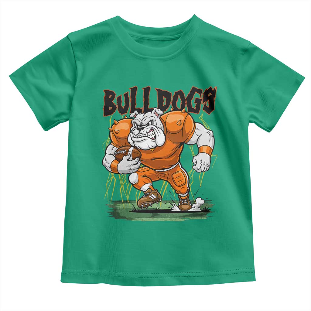 Funny Bulldog Playing Football Toddler T Shirt Game Day Dog Lover TS12 Irish Green Print Your Wear
