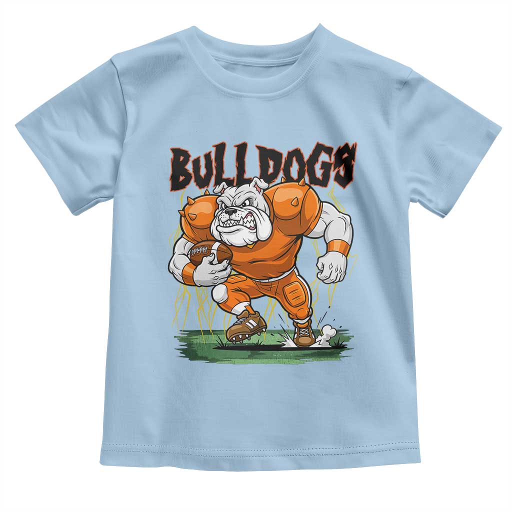Funny Bulldog Playing Football Toddler T Shirt Game Day Dog Lover TS12 Light Blue Print Your Wear