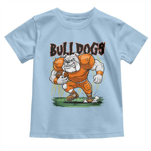 Funny Bulldog Playing Football Toddler T Shirt Game Day Dog Lover TS12 Light Blue Print Your Wear