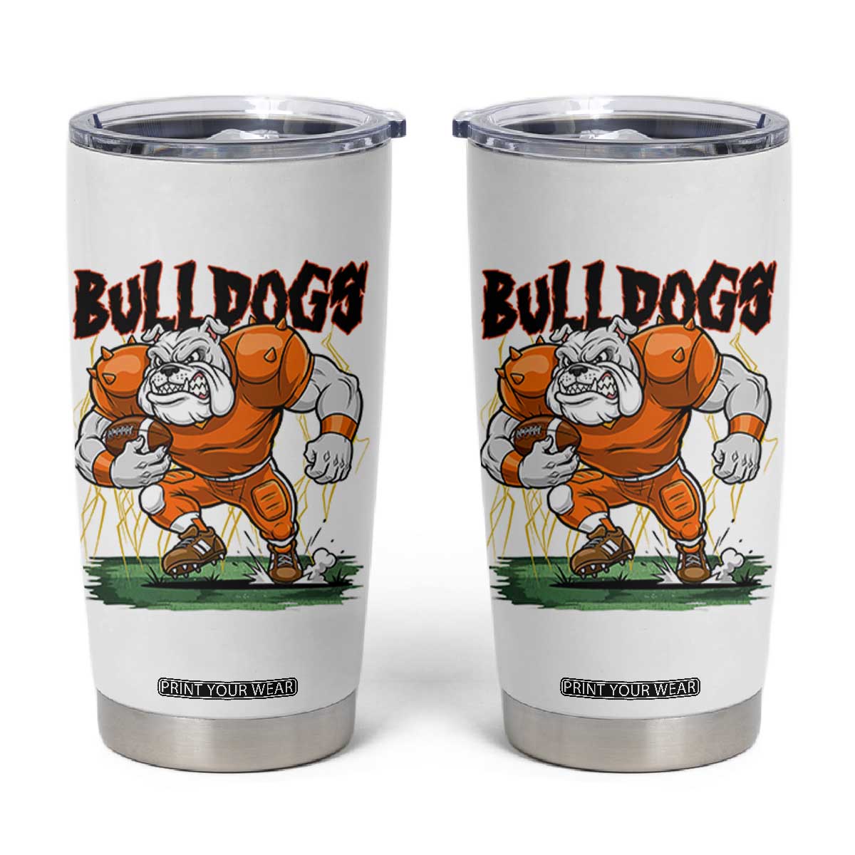 Funny Bulldog Playing Football Tumbler Cup Game Day Dog Lover TS12 White Print Your Wear