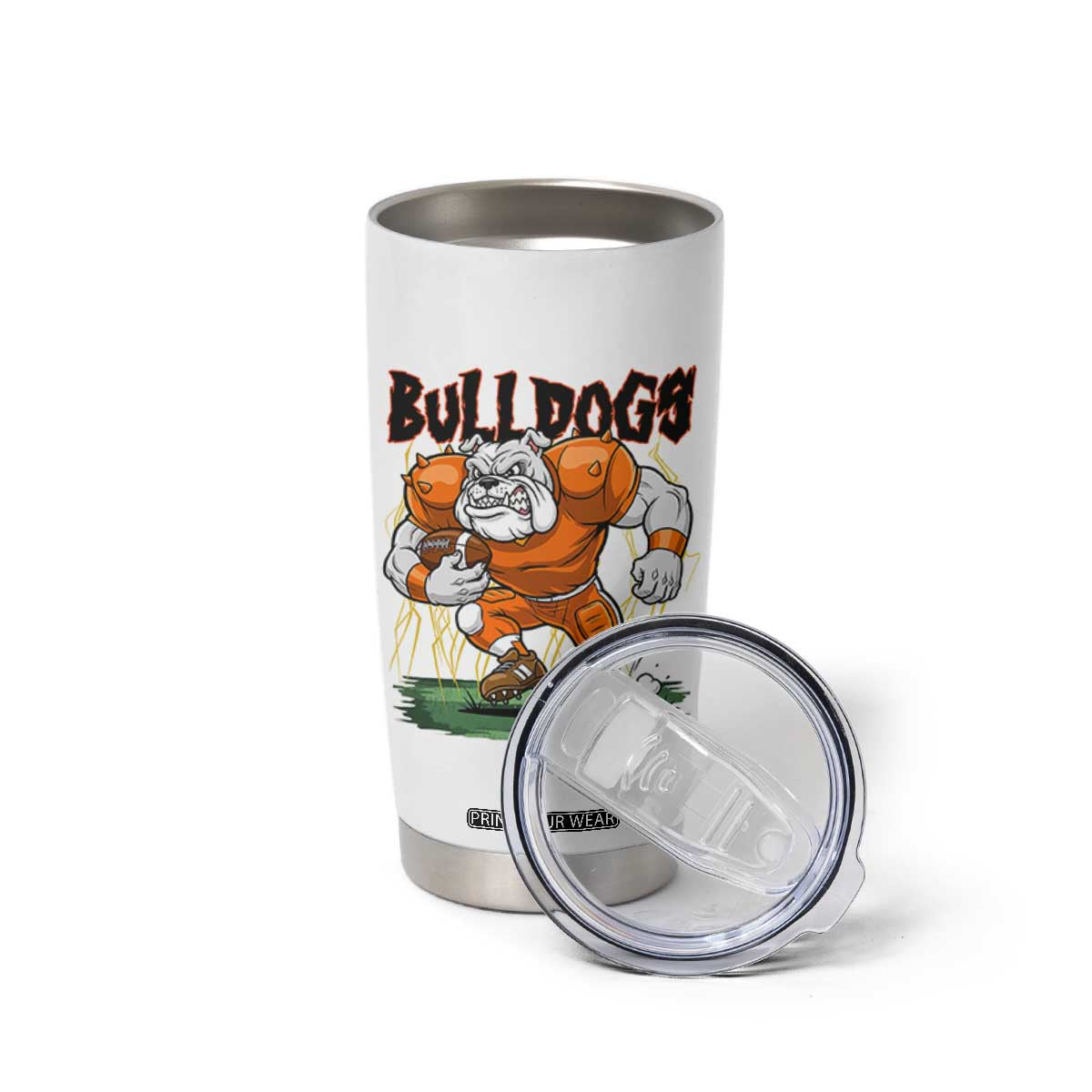 Funny Bulldog Playing Football Tumbler Cup Game Day Dog Lover TS12 Print Your Wear