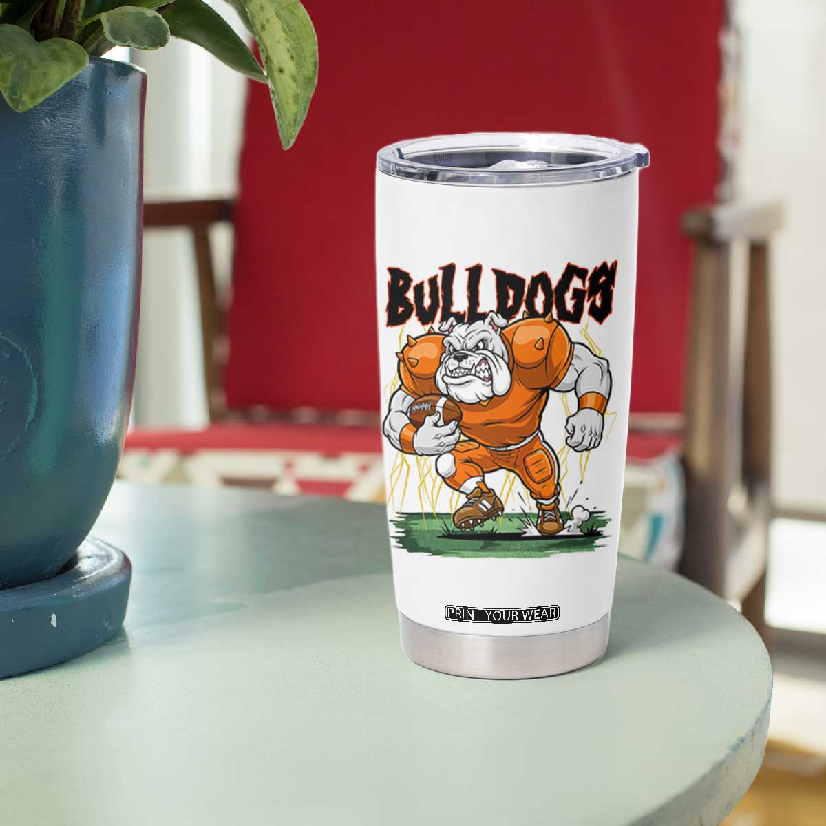 Funny Bulldog Playing Football Tumbler Cup Game Day Dog Lover TS12 Print Your Wear