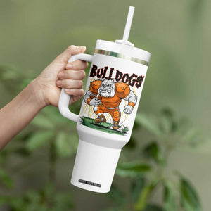 Funny Bulldog Playing Football Tumbler With Handle Game Day Dog Lover TS12 Print Your Wear
