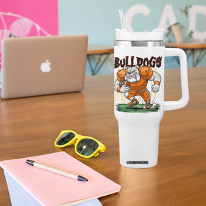 Funny Bulldog Playing Football Tumbler With Handle Game Day Dog Lover TS12 Print Your Wear