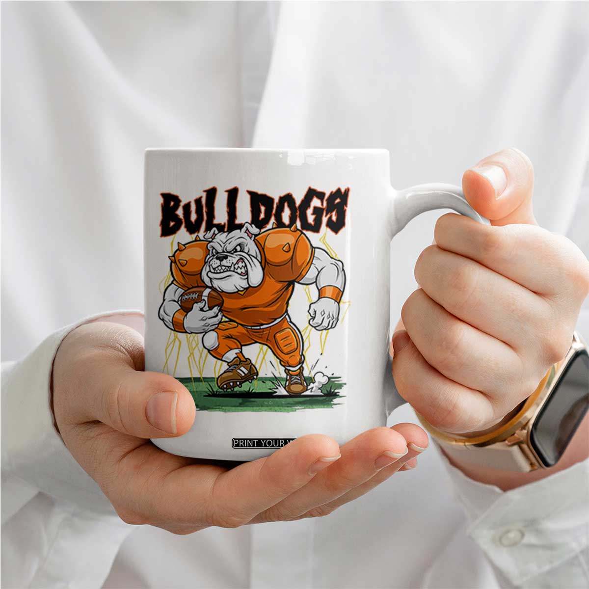 Funny Bulldog Playing Football Coffee Mug Game Day Dog Lover TS12 Print Your Wear