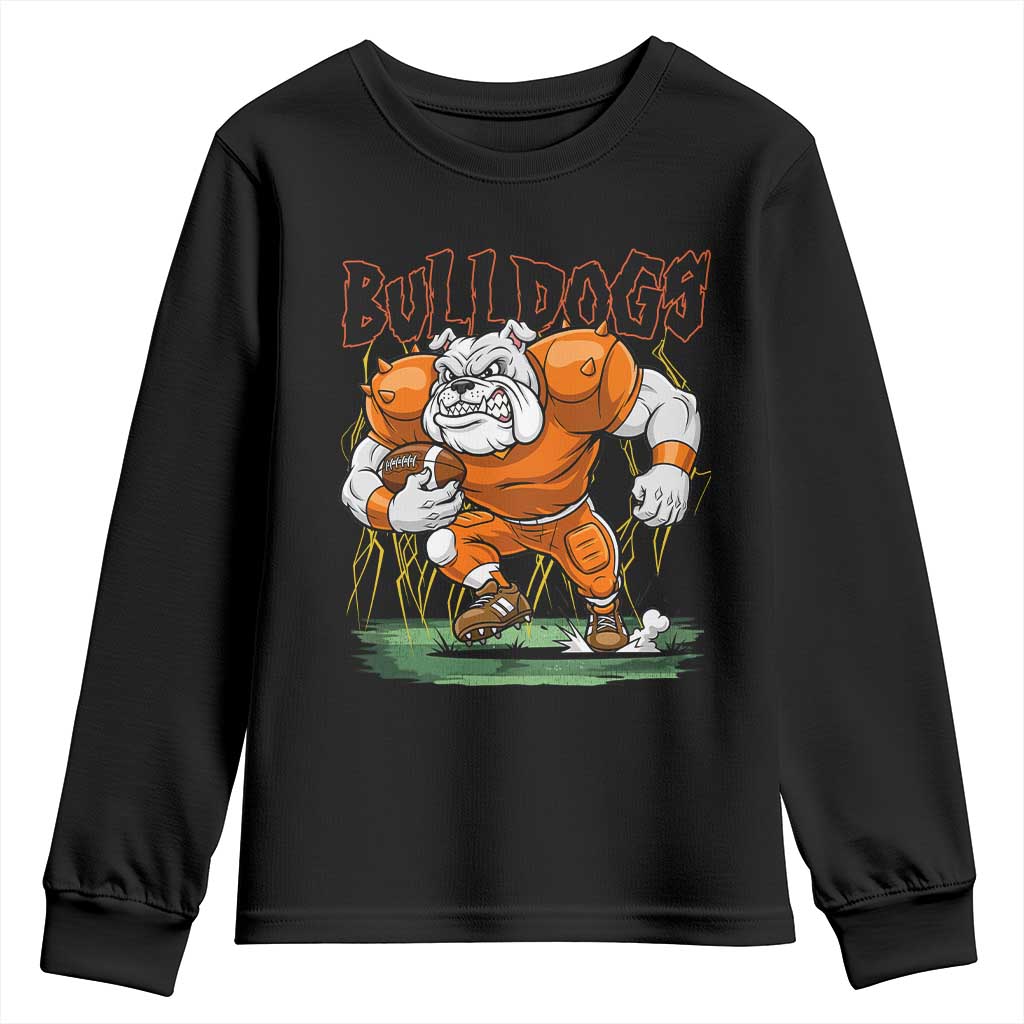 Funny Bulldog Playing Football Youth Sweatshirt Game Day Dog Lover TS12 Black Print Your Wear
