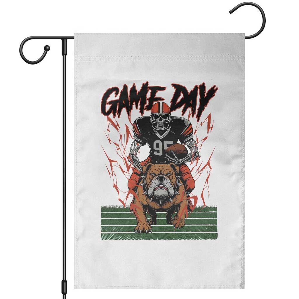 Funny Skeleton Playing Football Garden Flag Game Day Gift TS12 Black Print Your Wear