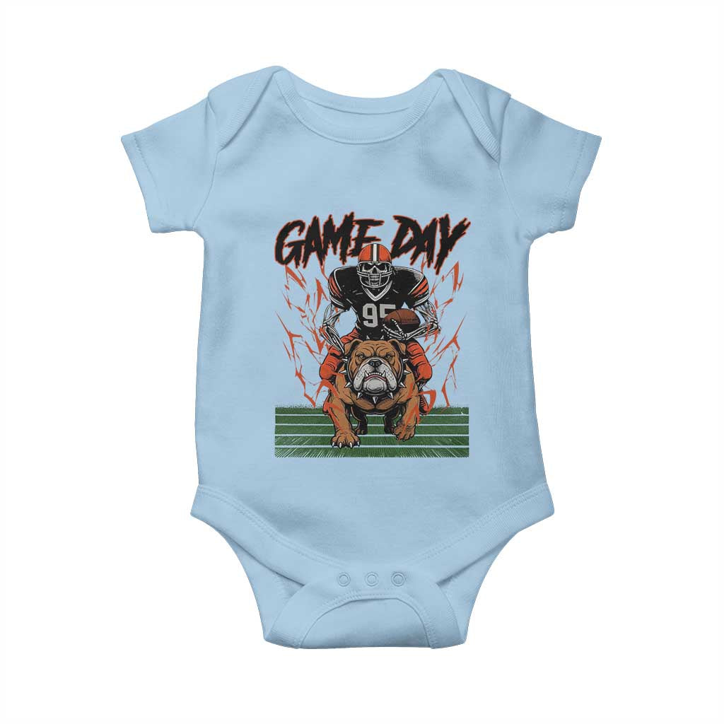 Funny Skeleton Playing Football Baby Onesie Game Day Gift TS12 Light Blue Print Your Wear