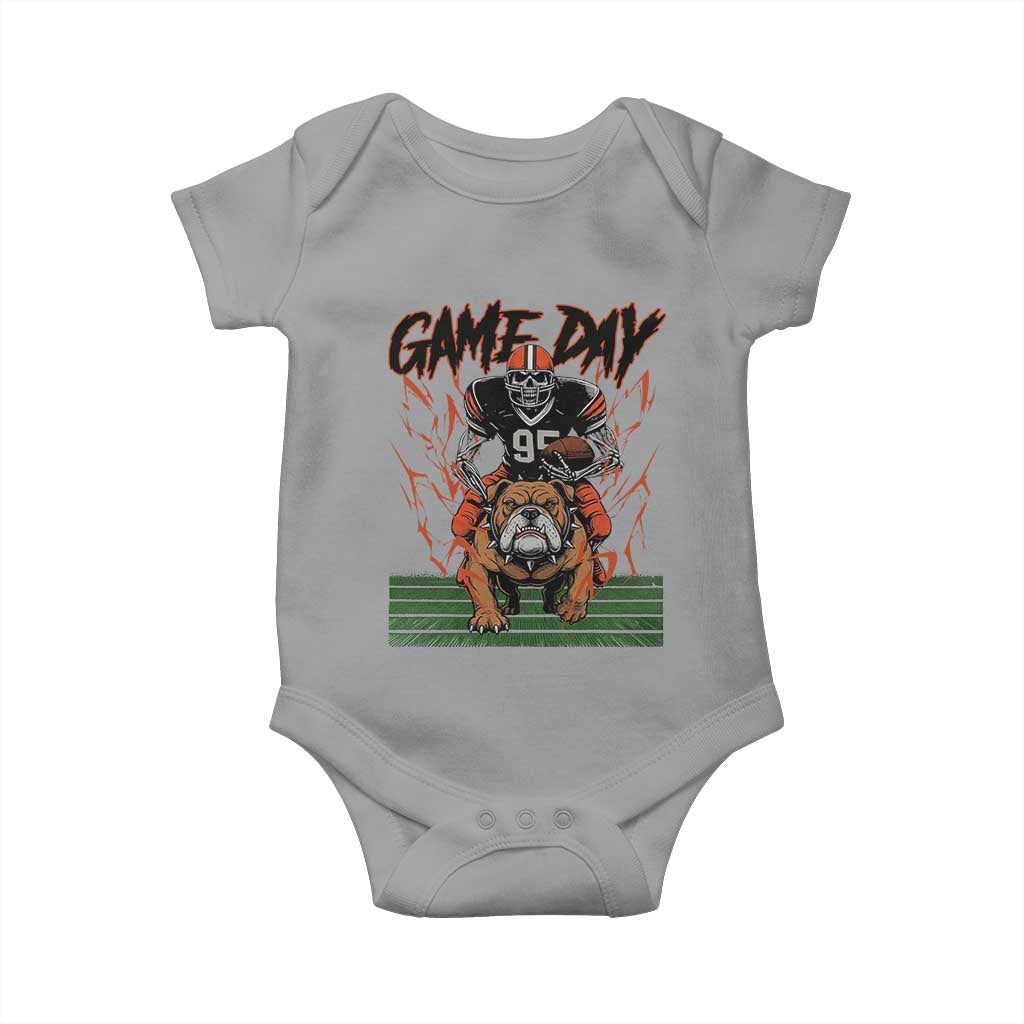 Funny Skeleton Playing Football Baby Onesie Game Day Gift TS12 Sport Gray Print Your Wear