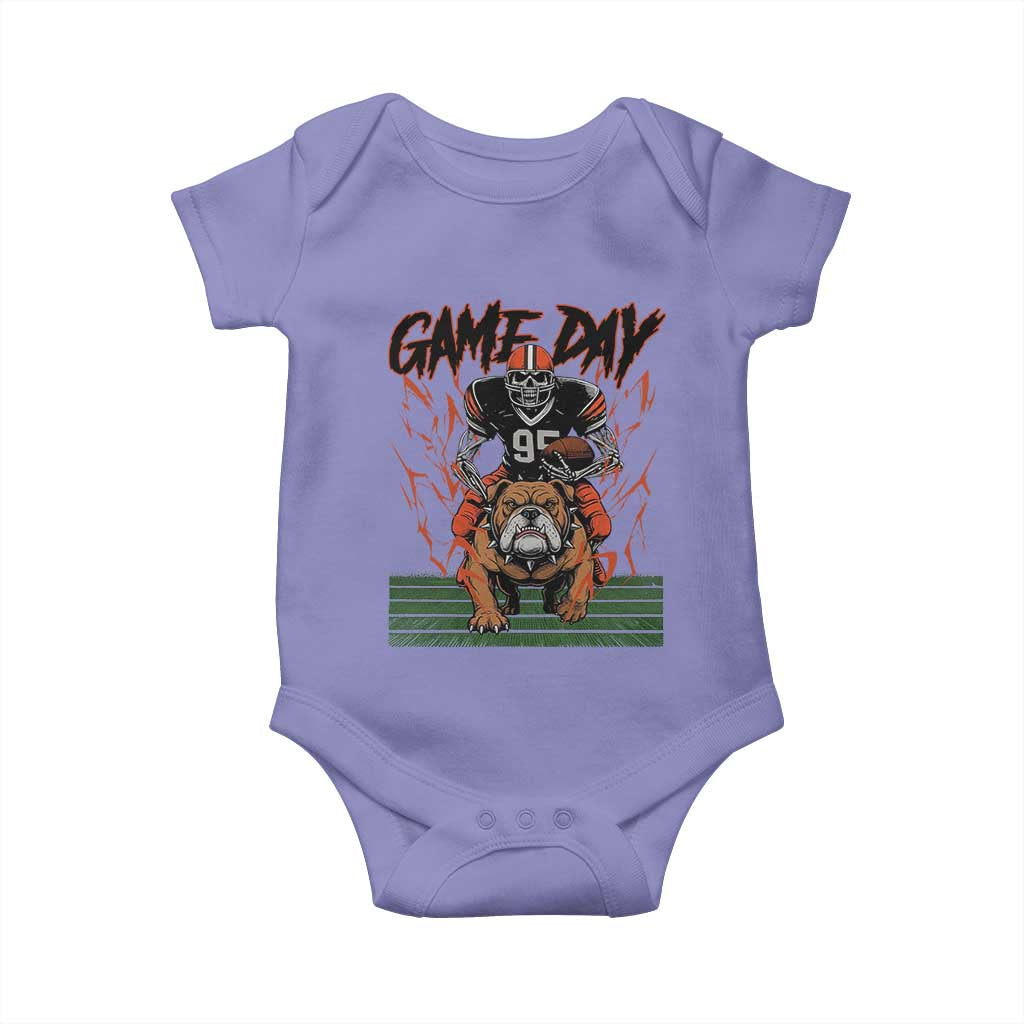 Funny Skeleton Playing Football Baby Onesie Game Day Gift TS12 Violet Print Your Wear