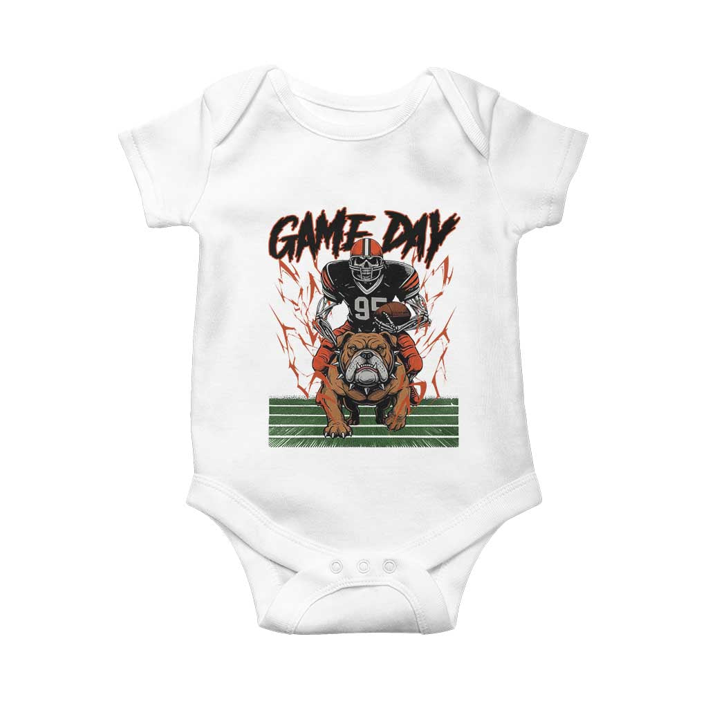 Funny Skeleton Playing Football Baby Onesie Game Day Gift TS12 White Print Your Wear