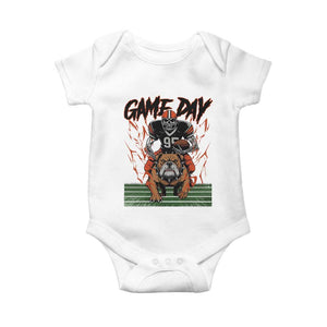 Funny Skeleton Playing Football Baby Onesie Game Day Gift TS12 White Print Your Wear