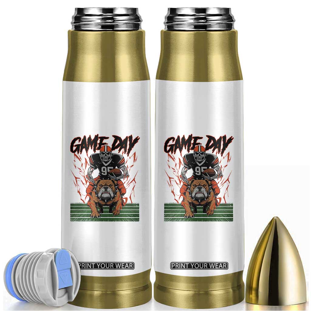 Funny Skeleton Playing Football Bullet Tumbler Game Day Gift TS12 White Print Your Wear