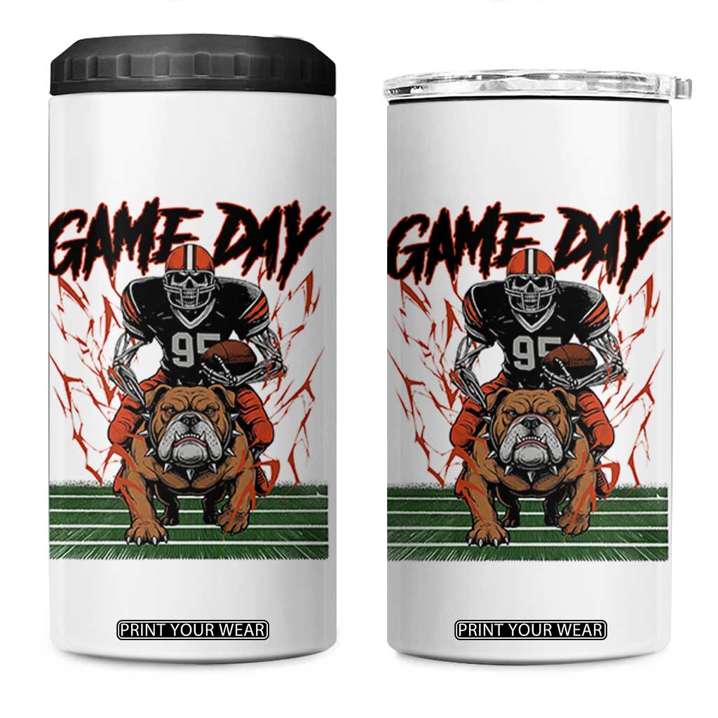 Funny Skeleton Playing Football 4 in 1 Can Cooler Tumbler Game Day Gift TS12 One Size: 16 oz White Print Your Wear